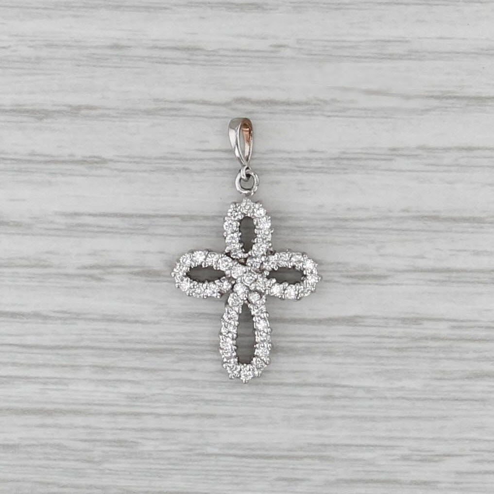0.50ctw Diamond Cross Pendant 14k White Gold