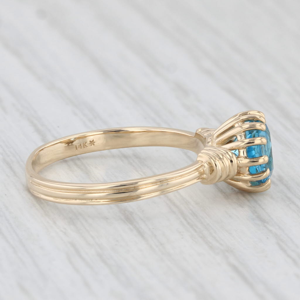 Light Gray 1.65ct Round Blue Topaz Solitaire Ring 14k Yellow Gold Size 7
