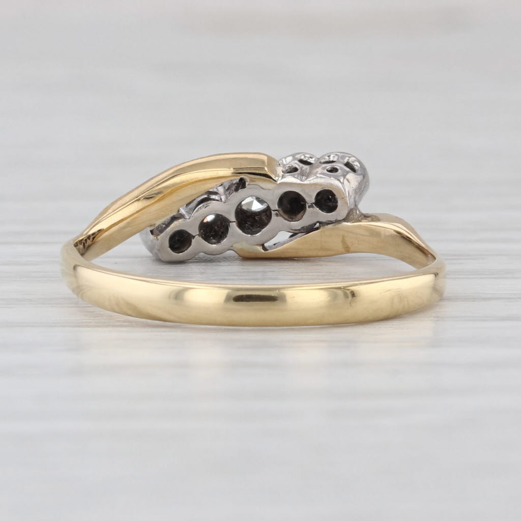 0.14ctw Diamond Bypass Ring 18k Gold Platinum Size 8.5 Wedding Anniversary