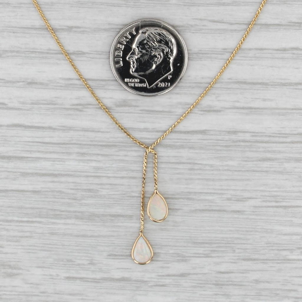 Teardrop Opal Lavalier Necklace 14k Yellow Gold 15.75" S-Link Chain