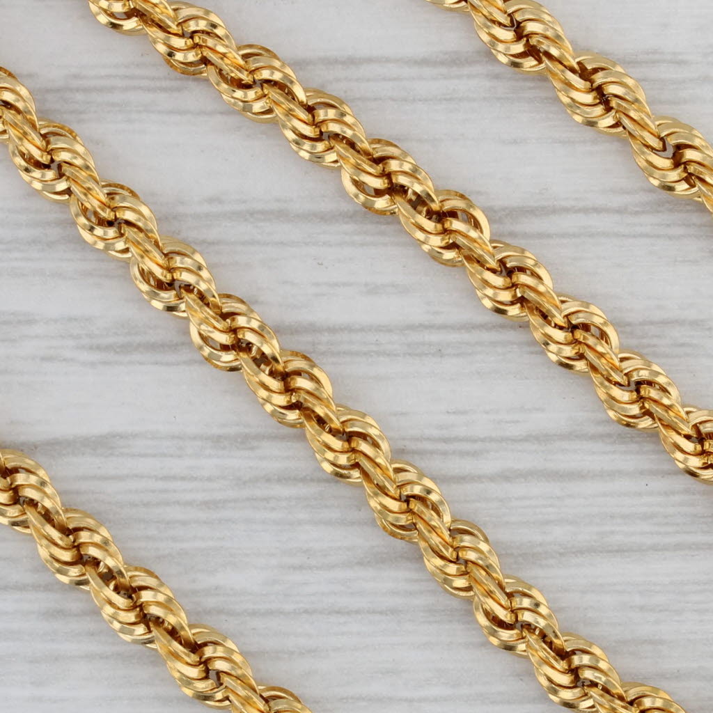 Gray 22" Rope Chain Necklace 14k Yellow Gold Lobster Clasp Milor Italy