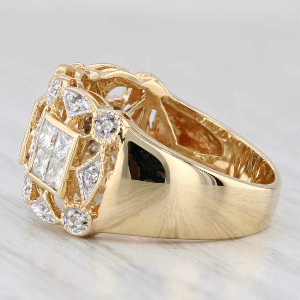 Light Gray 1ctw Diamond Ring 18k Yellow Gold Size 6.75 Cocktail