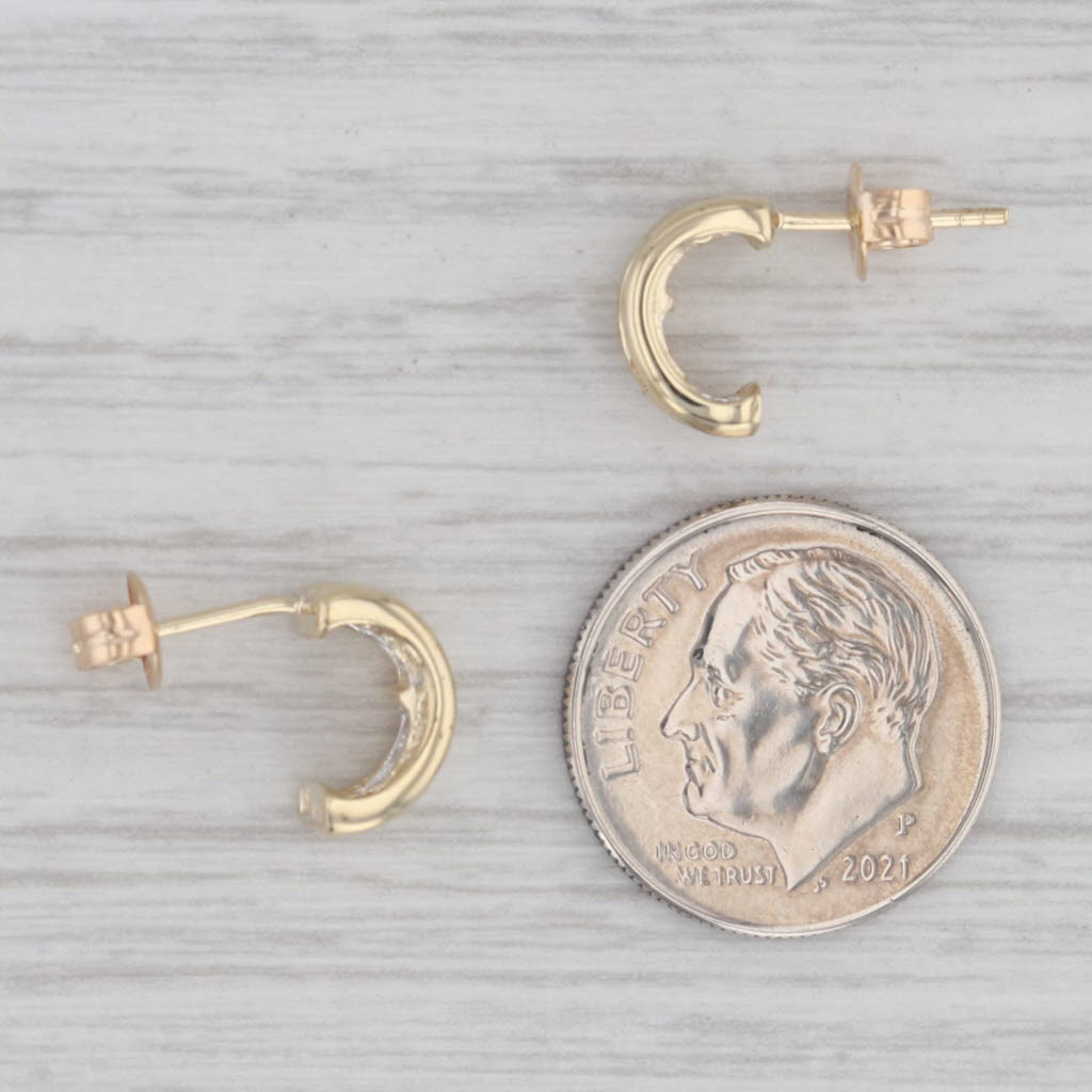 Gray 0.25ctw Small Half Hoop Earrings 10k Yellow Gold Studs