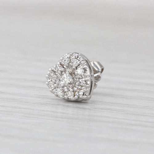 0.10ctw Diamond Cluster Single Stud Heart Earring 14k White Gold
