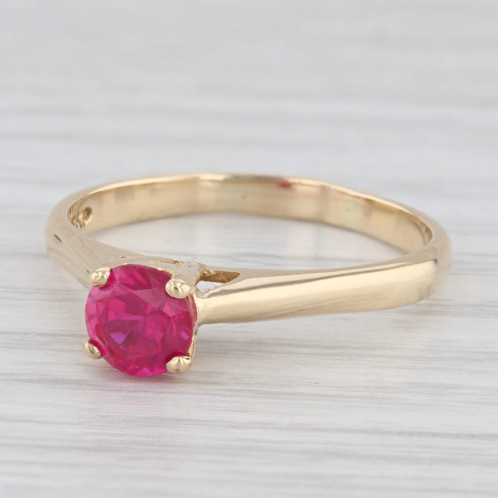 Light Gray 0.75ct Lab Created Ruby Ring 18k Yellow Gold Size 7.5