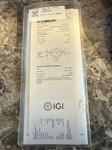 1.33ctw Lab Grown Diamond Halo Engagement Ring 14k White Gold Size 6 IGI