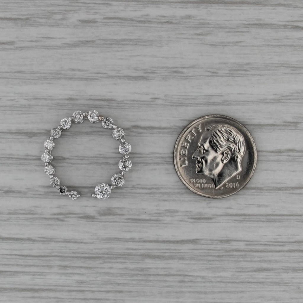 0.75ctw Tapering Diamond Open Circle Pendant 14k White Gold Floating Drop