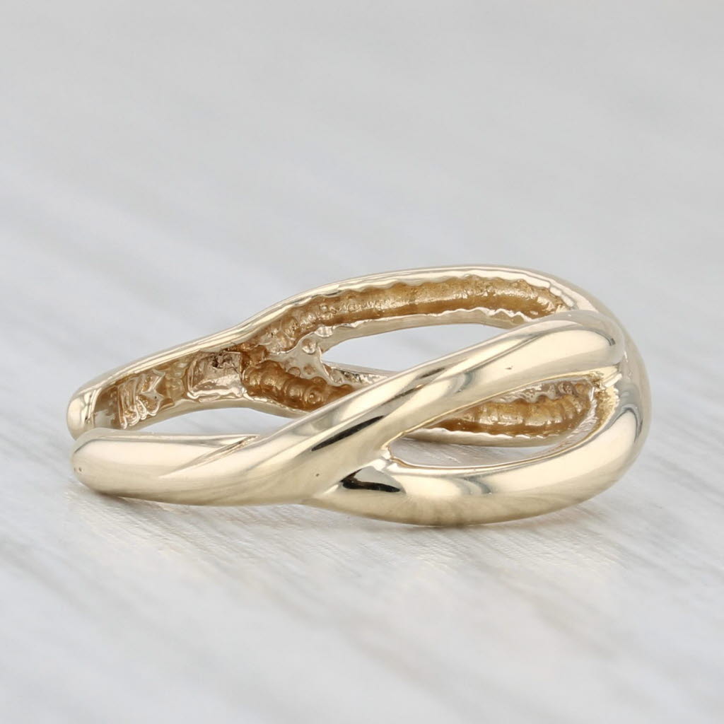 Light Gray Knot Woven Band Cross Over Toe Ring 10k Yellow Gold Adjustable Size