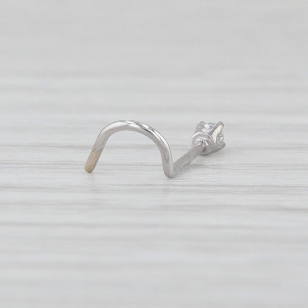 New Diamond Nose Piercing Stud 14k White Gold Round Solitaire Curved Post 3