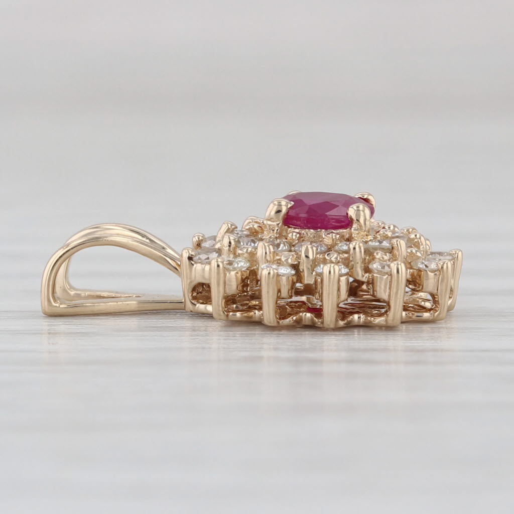 0.72ctw Ruby Diamond Pendant 14k Yellow Gold Small Drop