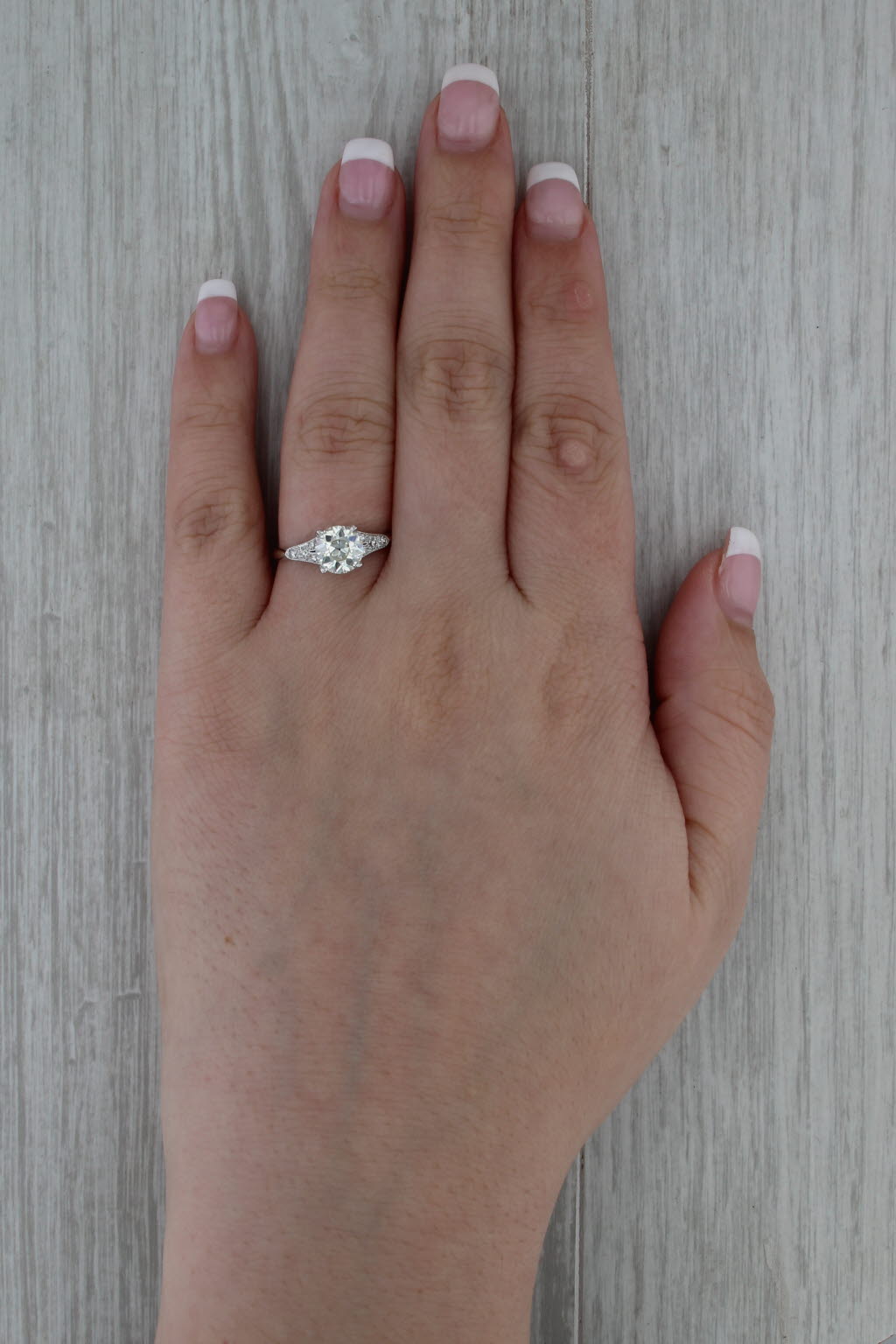 Art Deco GIA VVS1 1.36ctw Old European Diamond Engagement Ring Platinum Size 7.5