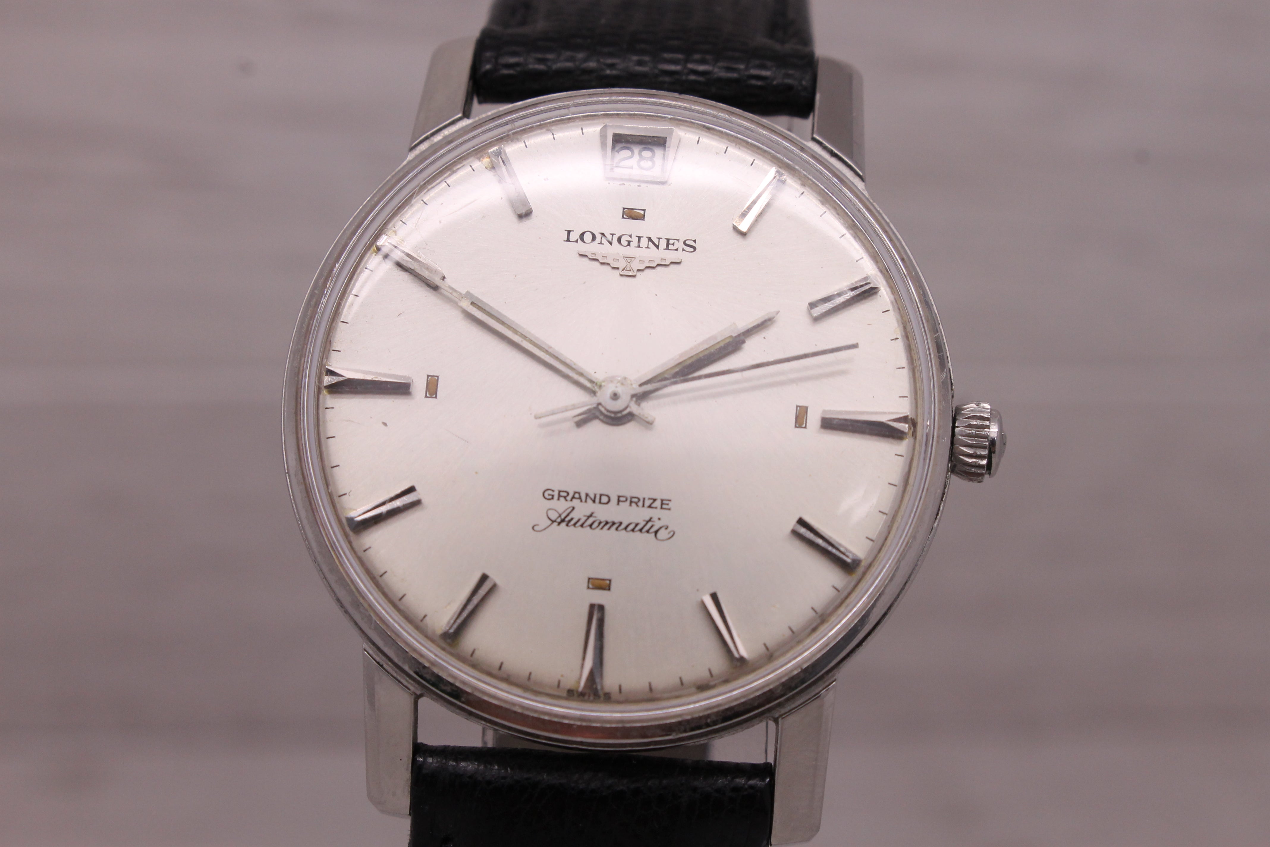 Light Slate Gray Vintage 1960's Longines Grand Prize Mens 33.5mm Automatic Watch Date @ 12 CLEAN