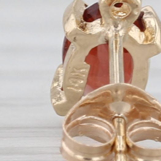 1.10ctw Oval Garnet Diamond Stud Earrings 14k Yellow Gold Studs