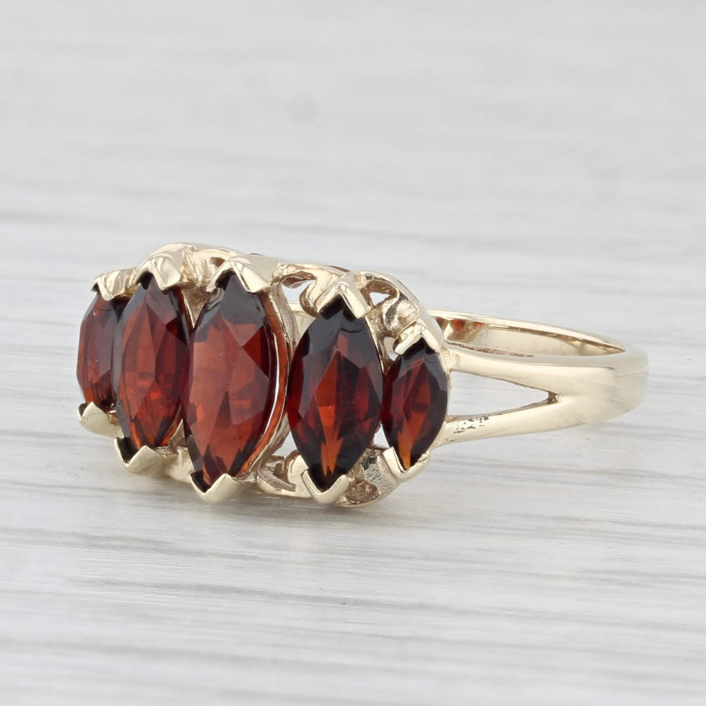 Light Gray 1.95ctw Marquise Garnet Tiered Ring 10k Yellow Gold Size 7