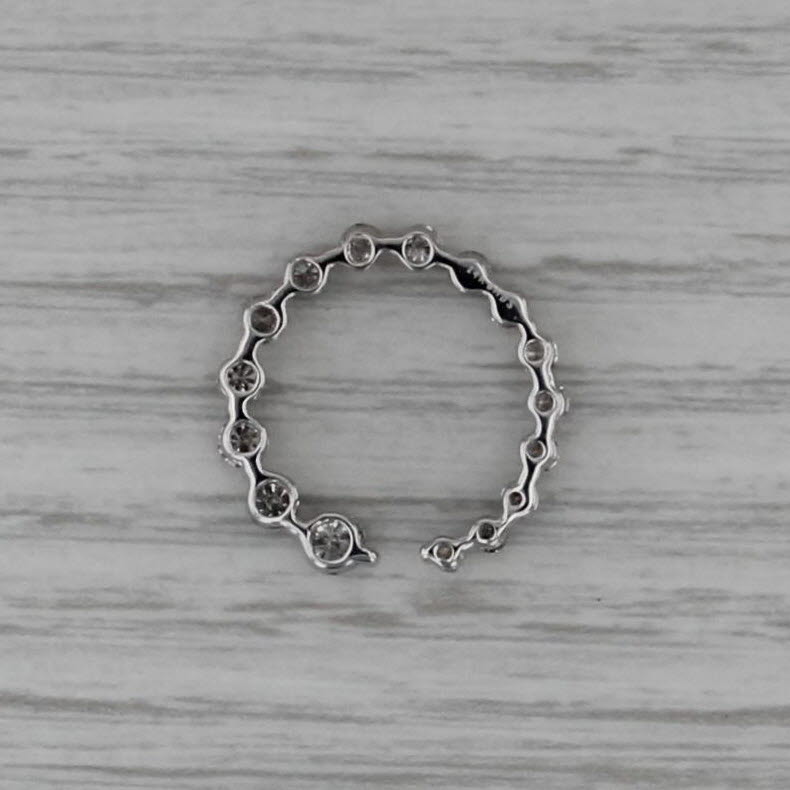 0.75ctw Tapering Diamond Open Circle Pendant 14k White Gold Floating Drop