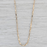 30" Long Elongated Box Chain Necklace 14k Yellow Gold 1.3mm