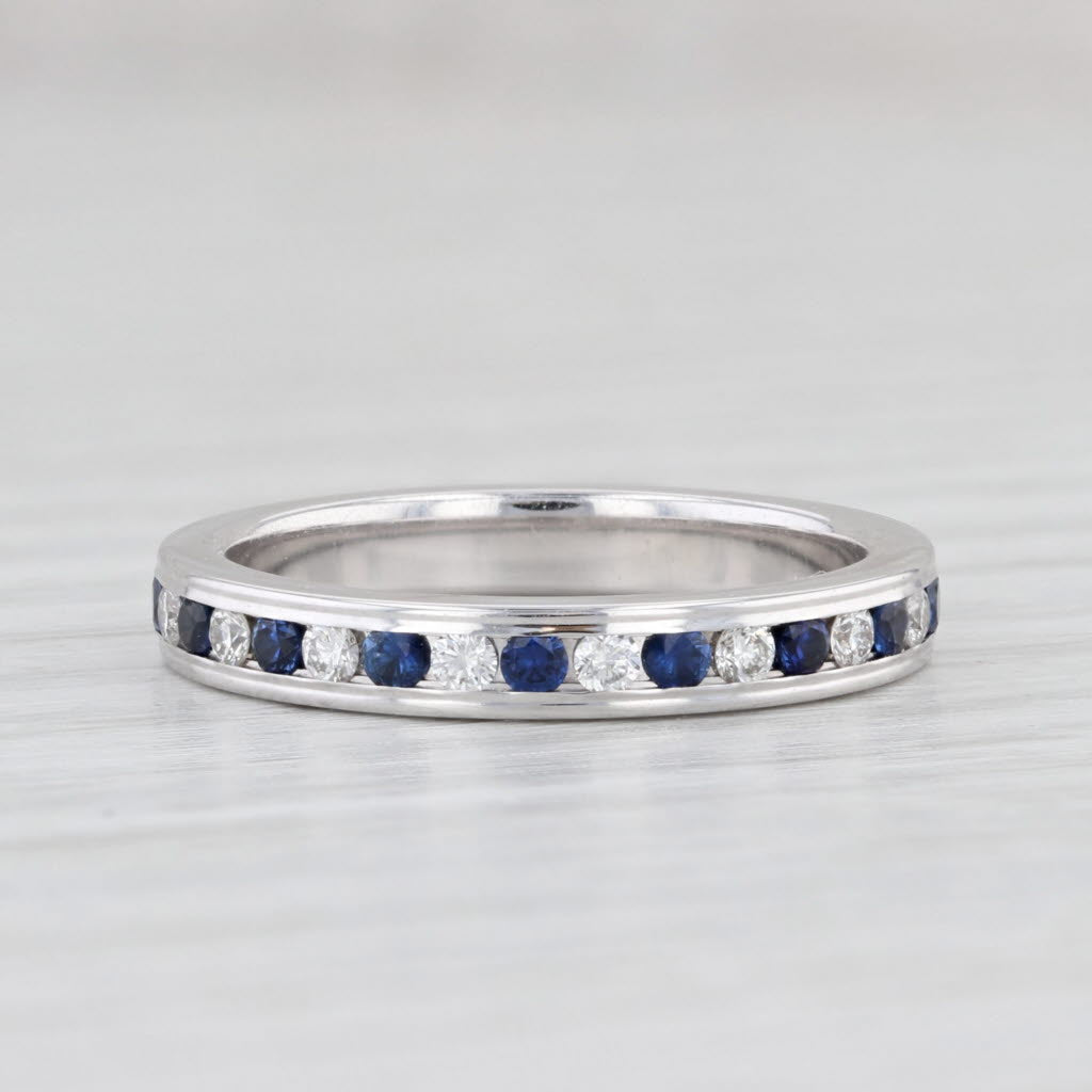 Light Gray New 0.80ctw Sapphire Diamond Eternity Ring 14k Gold Size 6 Stacked Wedding Band