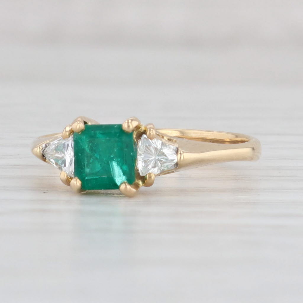 Light Gray 1.05ctw Emerald Diamond Ring 18k Yellow Gold Size 7.5 Emerald Cut