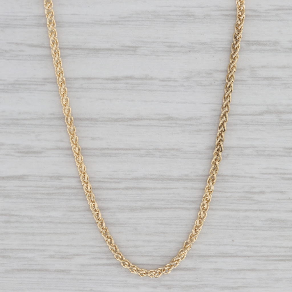 Gray Wheat Chain Necklace 14k Yellow Gold 23.75" 1.8mm Italian