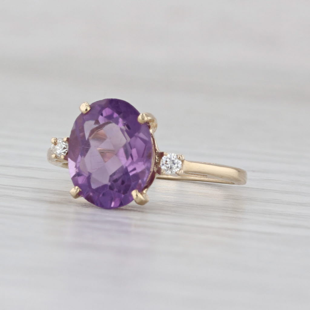 2.45ctw Amethyst Diamond Ring 10k Yellow Gold Size 5.25