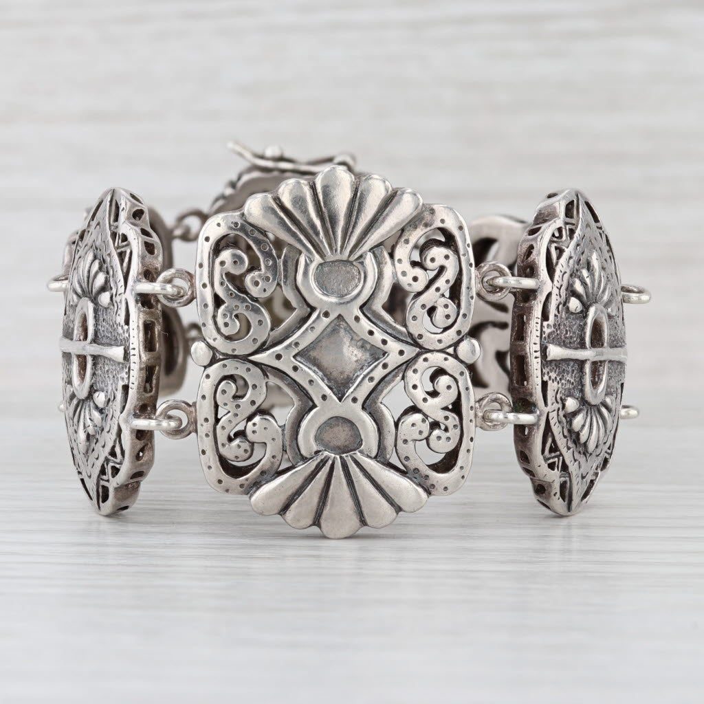 Silpada Storybook Ornate Panel Statement Bracelet Sterling Silver 7.5"