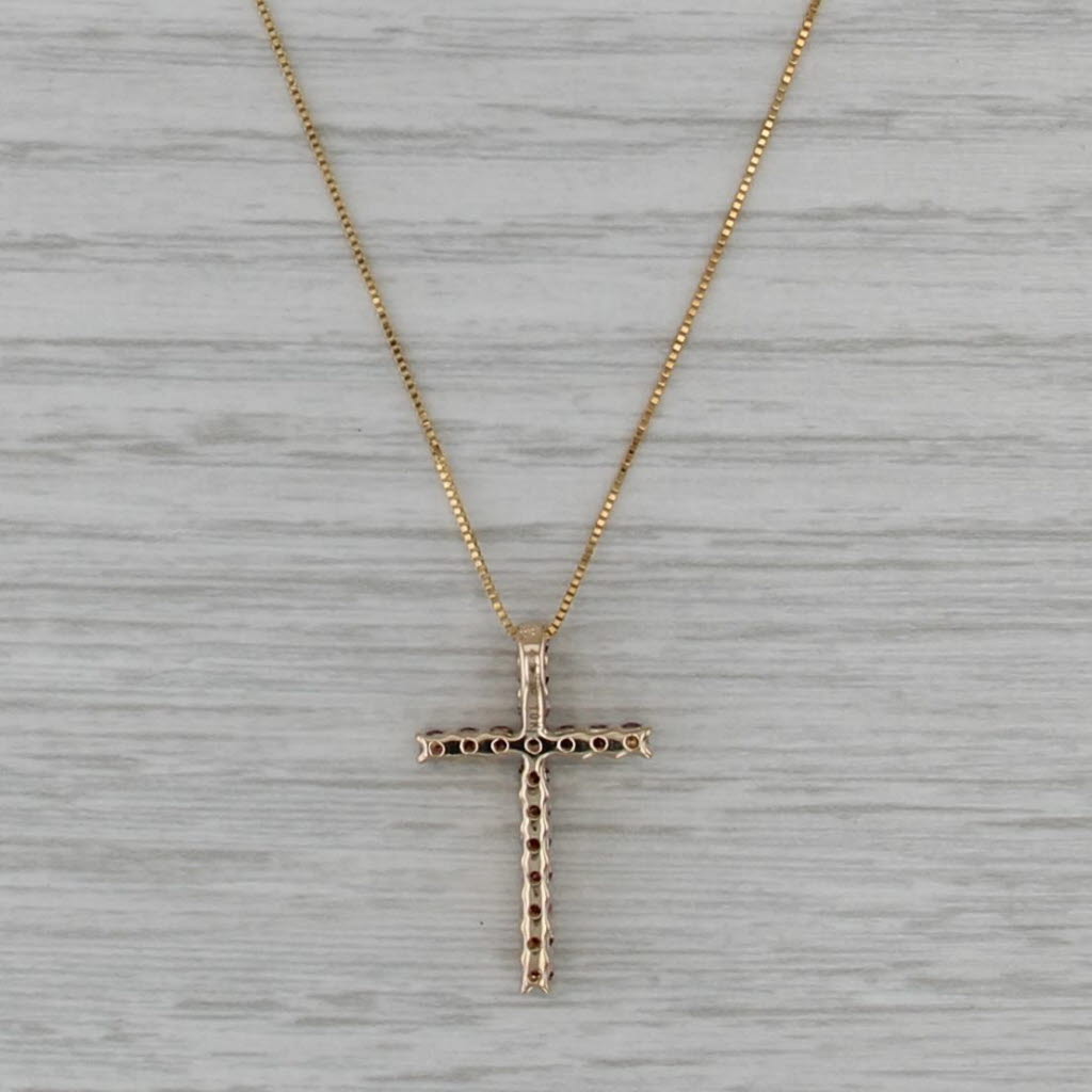 0.52ctw Purple Diamond Cross Pendant Necklace 10k Gold 19-21" Box Chain COA
