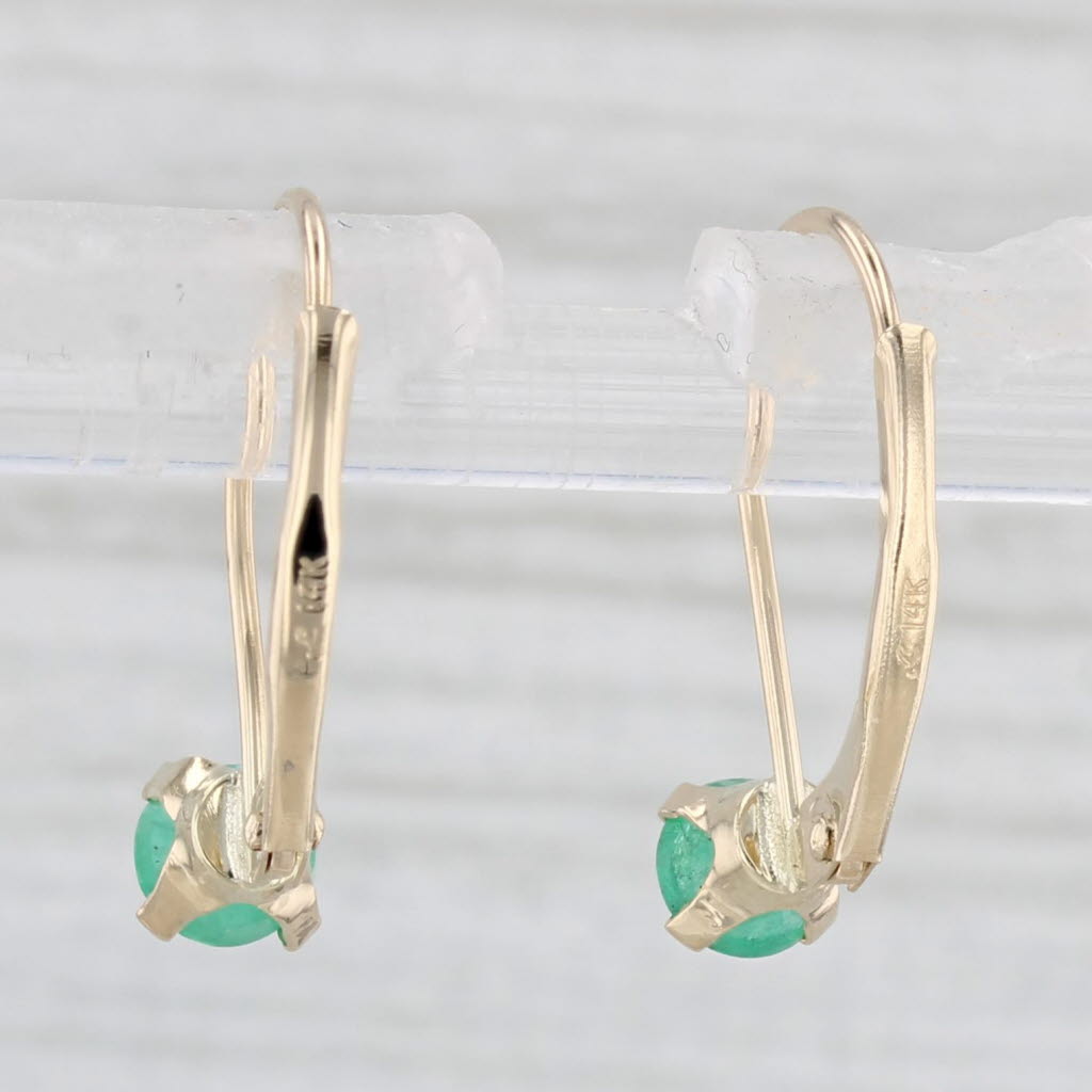 Light Gray 0.50ctw Solitaire Emerald Diamond Earrings 14k Yellow Gold Lever Backs