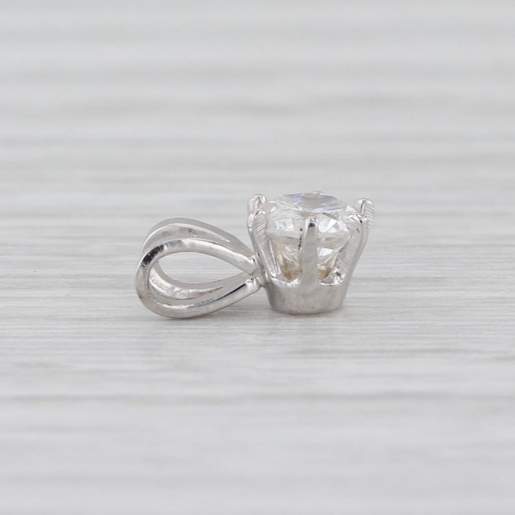 New 0.25ct Diamond Solitaire Pendant 14k White Gold 6 Prong Small Round Drop