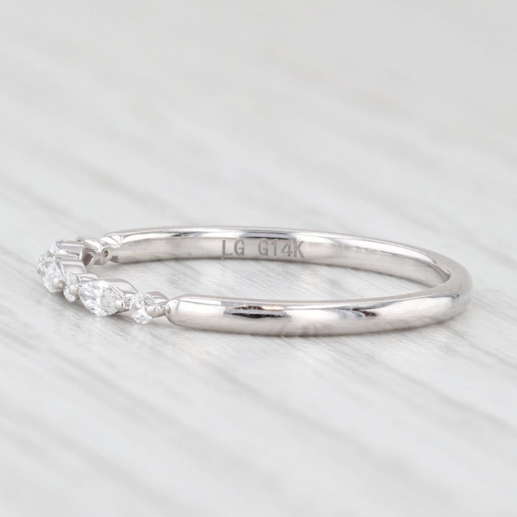 Light Gray New 0.12ctw Lab Grown Diamond Wedding Band 14k White Gold Stackable Ring Sz 6.5