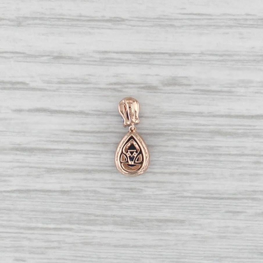 Le Vian 0.79ctw Blue Sapphire Diamond Halo Teardrop Pendant 14k Rose Gold Small