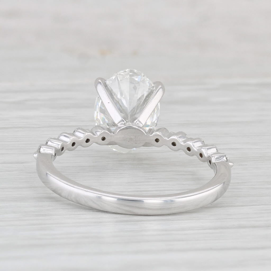 Light Gray 2ctw VVS2 Oval Lab Created Diamond Engagement Ring 14k White Gold Size 7.75 IGI