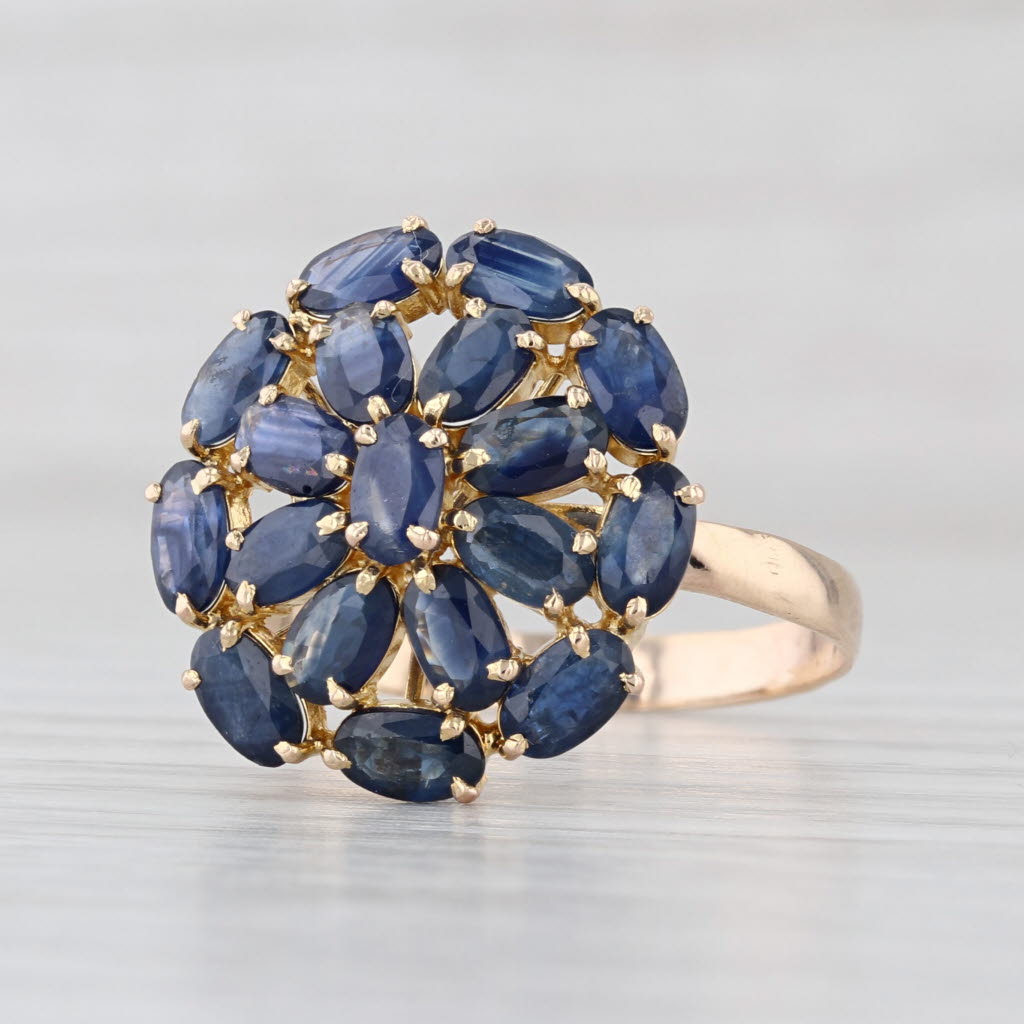 6.20ctw Sapphire Cluster Cocktail Ring 14k Yellow Gold Size 10.5