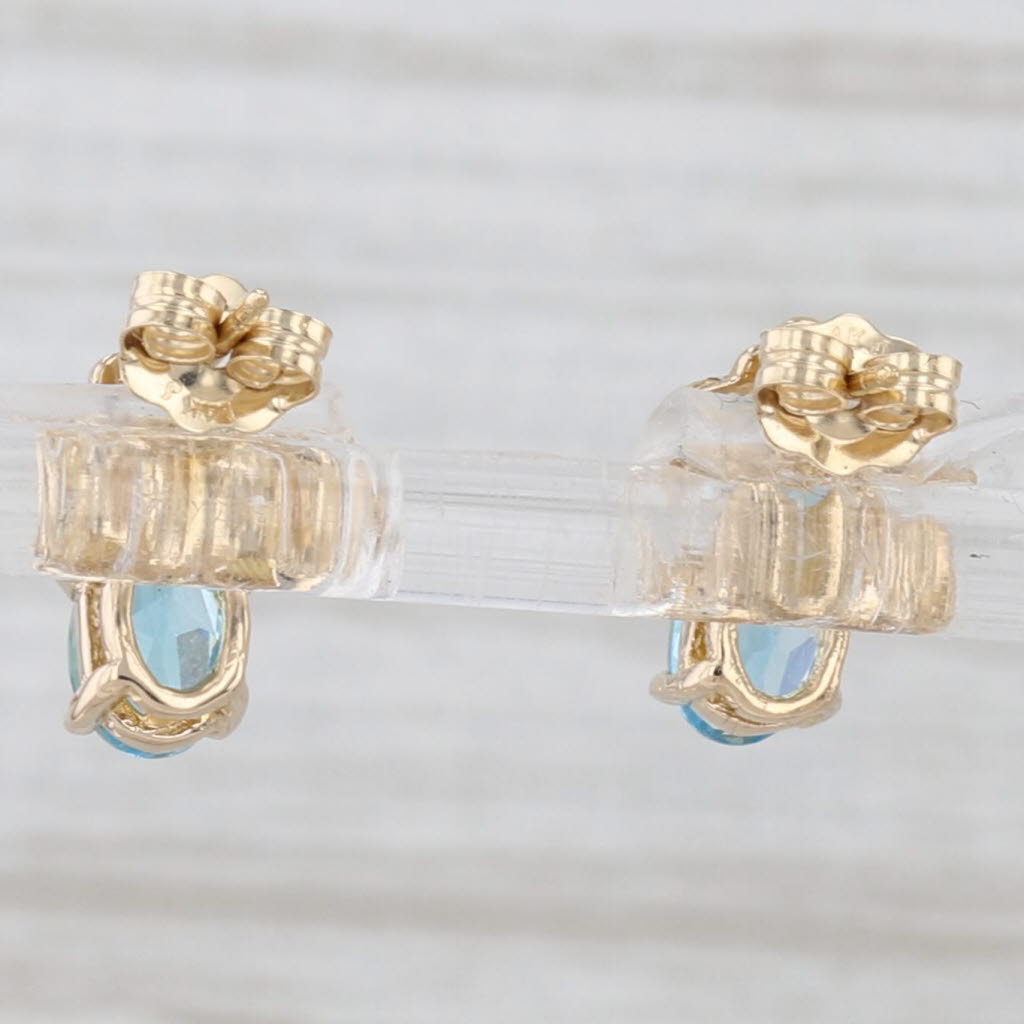 Light Gray 1.22ctw Blue Topaz Stud Earrings 14k Yellow Gold Mt Rushmore Black Hills Gold
