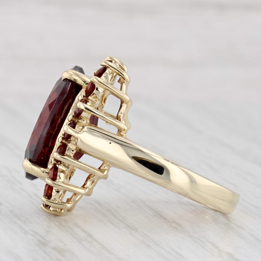 Light Gray 1.24 Garnet Red Glass Ring 14k Yellow Gold Size 7.5 Cocktail