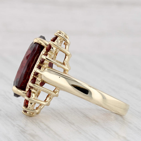 1.24 Garnet Red Glass Ring 14k Yellow Gold Size 7.5 Cocktail