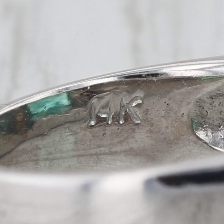 Vintage 0.83ctw Emerald Diamond Ring 14k White Gold Size 5