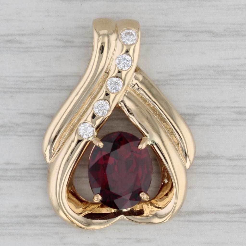 Gray 5.23ctw Rhodolite Garnet Diamond Pendant 14k Yellow Gold