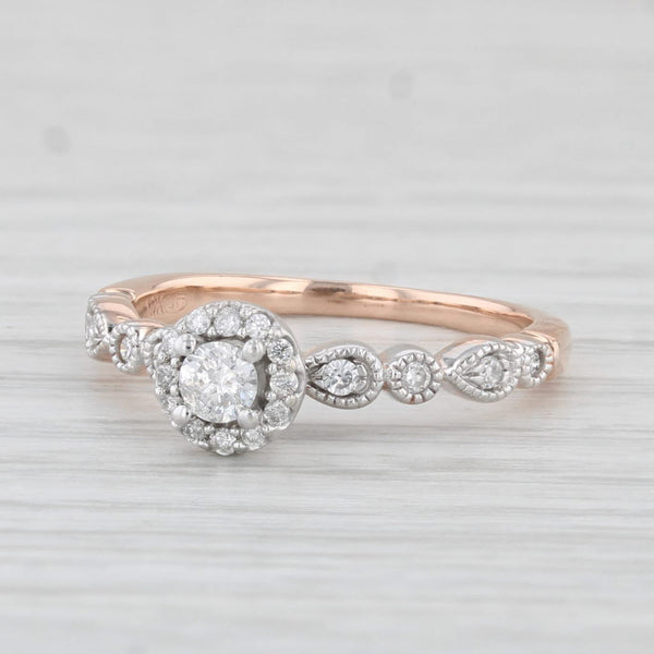 0.18ctw Round Diamond Halo Engagement Ring 10k Rose Gold Size 5