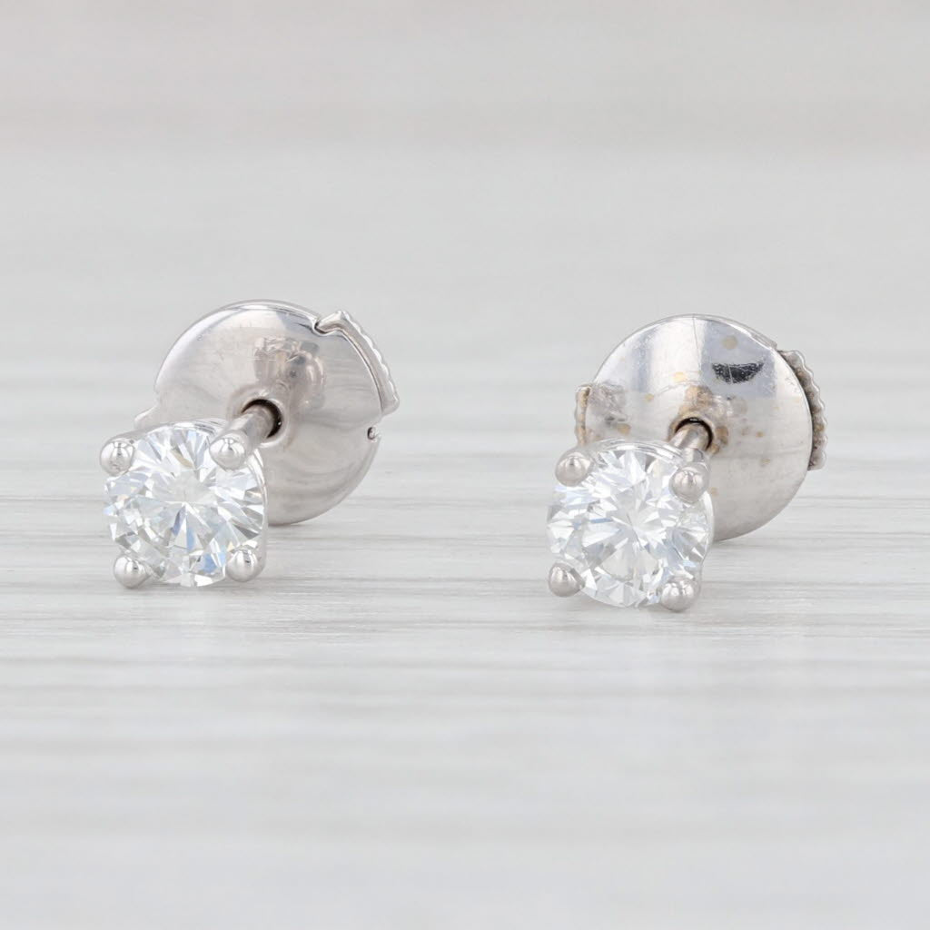 Light Gray 0.48ctw Round Solitaire Stud Earrings 14k White Gold