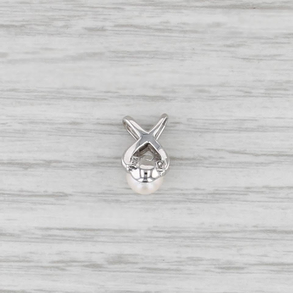 Cultured Pearl X Pendant 10k White Gold Small Drop