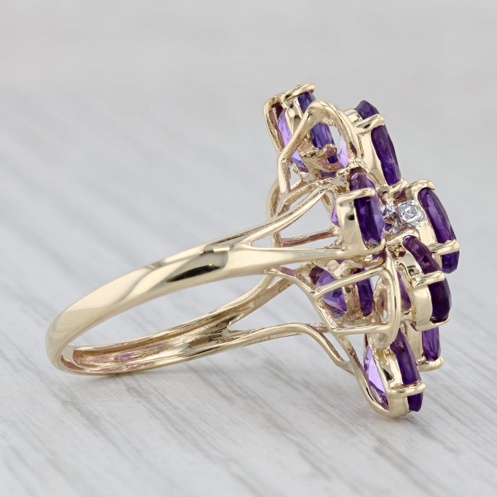 Gray 6.23ctw Amethyst Diamond Cluster Ring 14k Yellow Gold Size 9 Cocktail