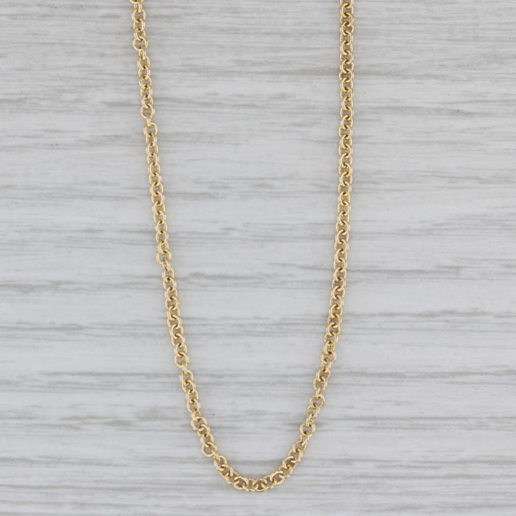 Gray Rolo Cable Chain Necklace 18k Yellow Gold 17" 18" 2mm Italian