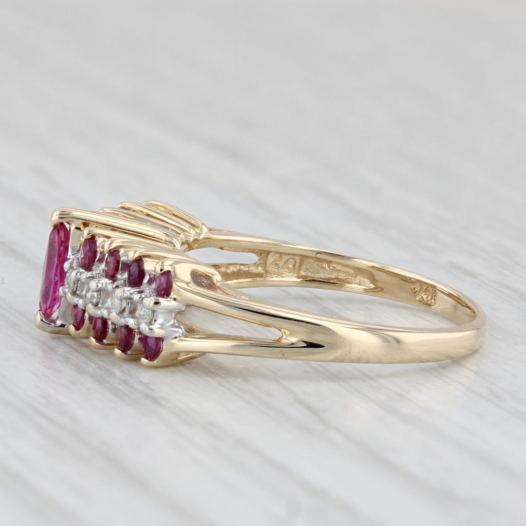 Light Gray 0.64ctw Marquise Ruby Diamond Ring 14k Yellow Gold Size 6.5 Tiered Band