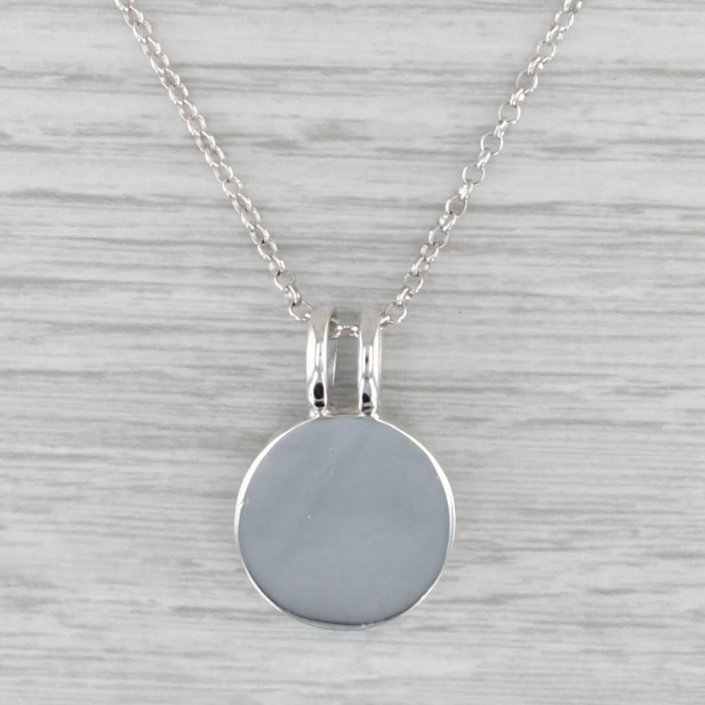 Engravable Medallion Pendant Necklace Sterling Silver 18" Cable Chain