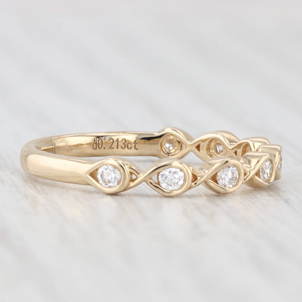 Light Gray New 0.21ctw Diamond Wedding Band 14k Yellow Gold Stackable Anniversary Ring 6.5