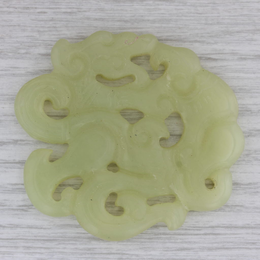 Light Green Serpentine Carved Stone Dragon