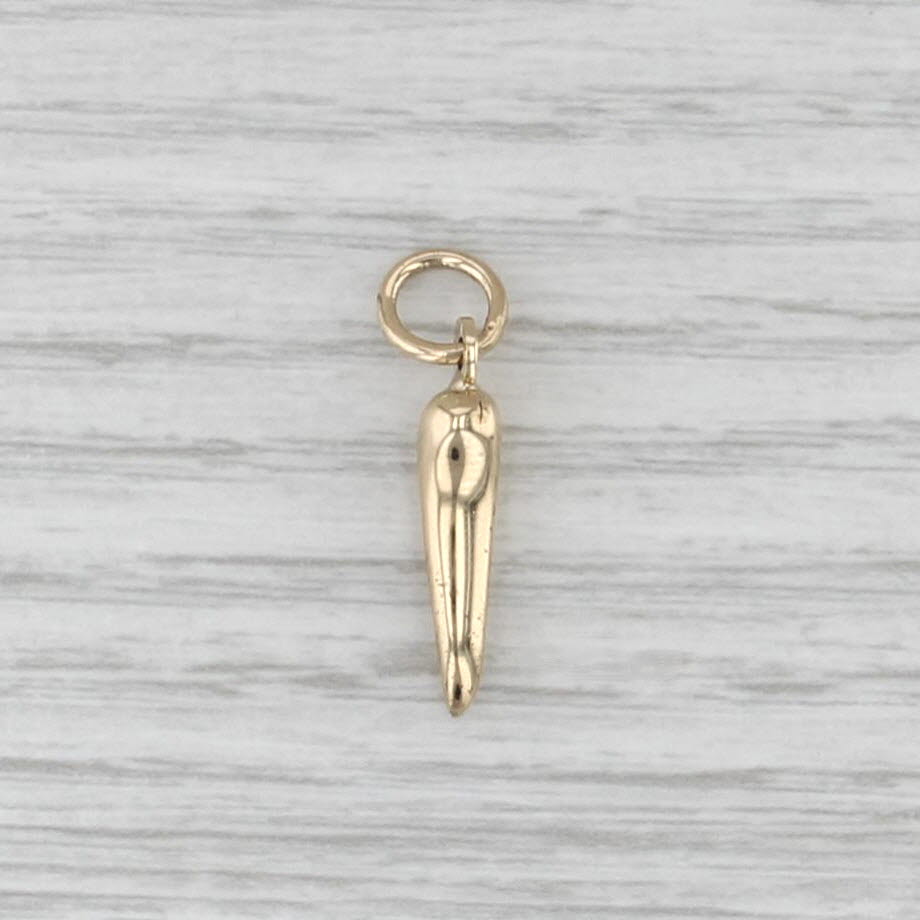 Vintage Italian Horn Charm 14k Yellow Gold Talisman Good Luck Pendant