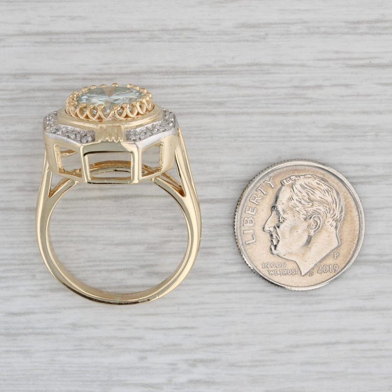 Gray 4.32ctw Moissanite Cocktail Ring 14k Yellow Gold Size 8.25 Solitaire w/ Accents