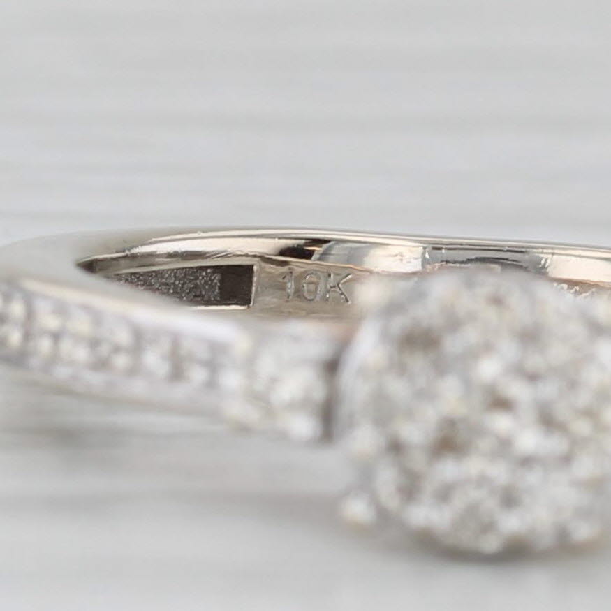 Gray 0.19ctw Diamond Cluster Engagement Ring 10k White Gold Size 5