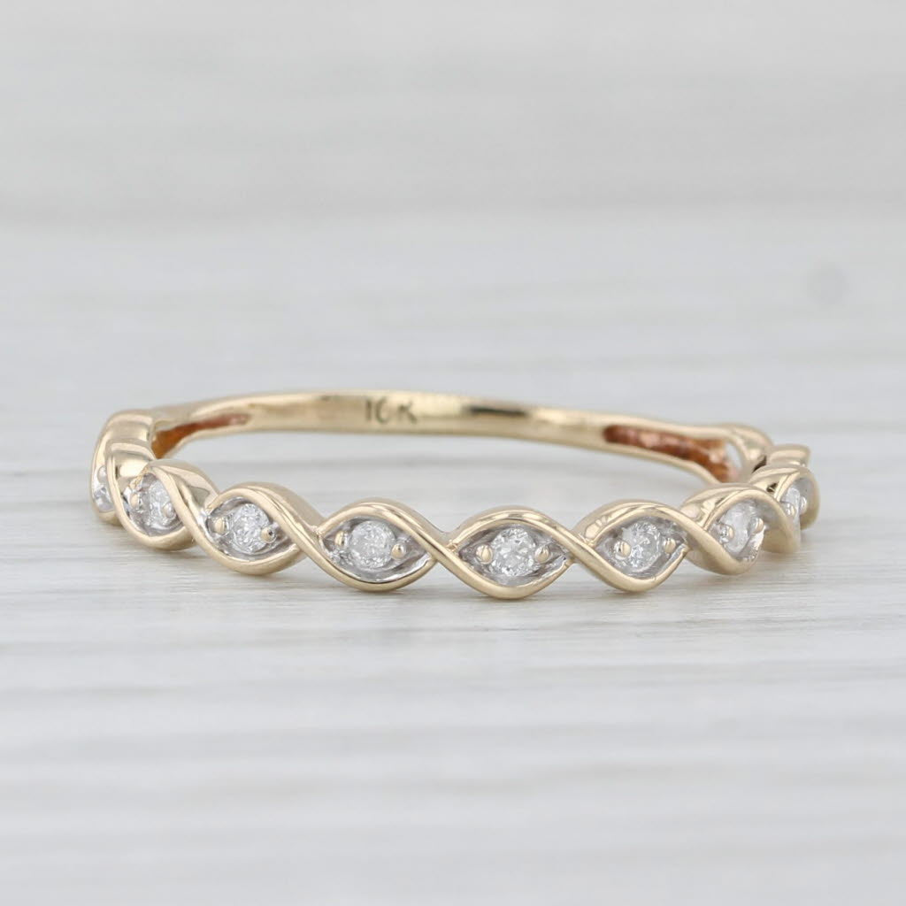 Light Gray 0.10ctw Diamond Stackable Ring 10k Yellow Gold Wedding Band Size 8